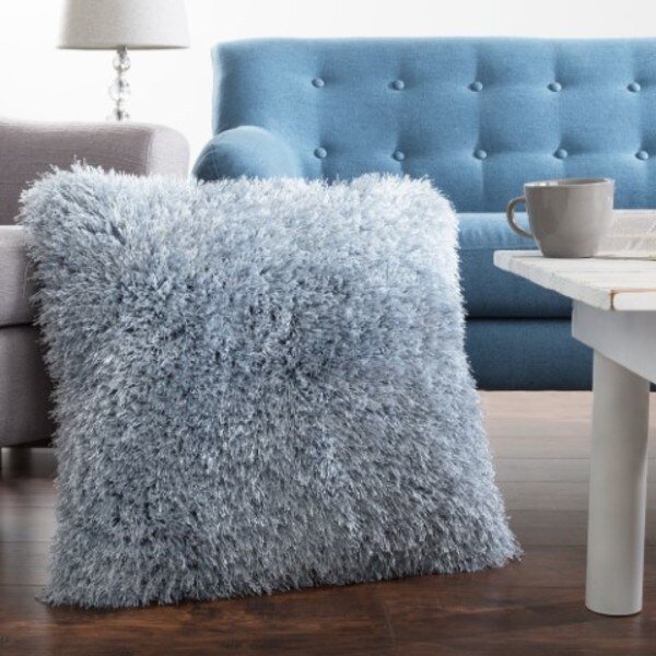 Oversized Floor or Throw Pillow Square Luxury Faux Fur Glam Decor Cushion for Home (Blue), Hastings Home, Mfr#: 186180VDF